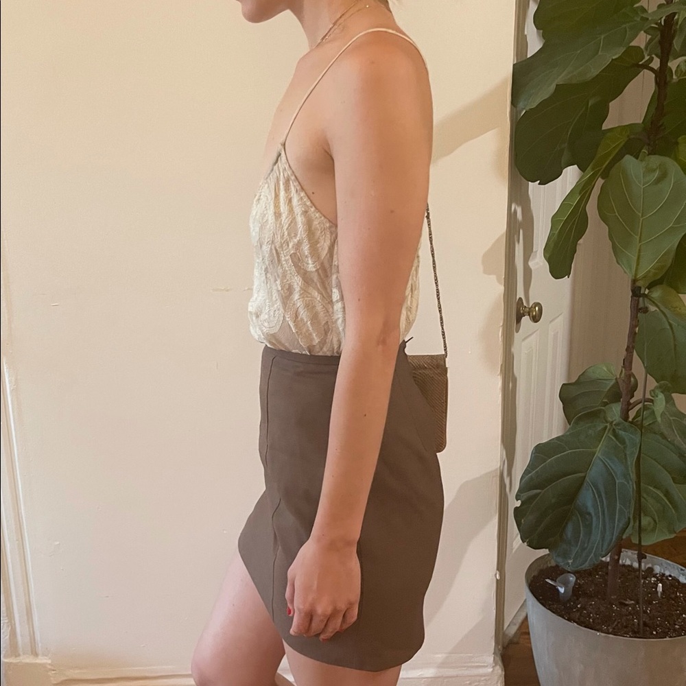 VTG Isda & Co Taupe Silk Linen Paisley Backless Sleeveless Cami Blouse Tank Top - Picture 13 of 16